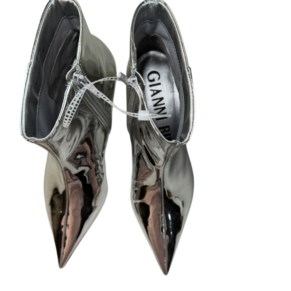 Gianni Bini Silver Metallic Pointed Toe Ankle Booties – Women’s Size 8.5M - Picture 2 of 10